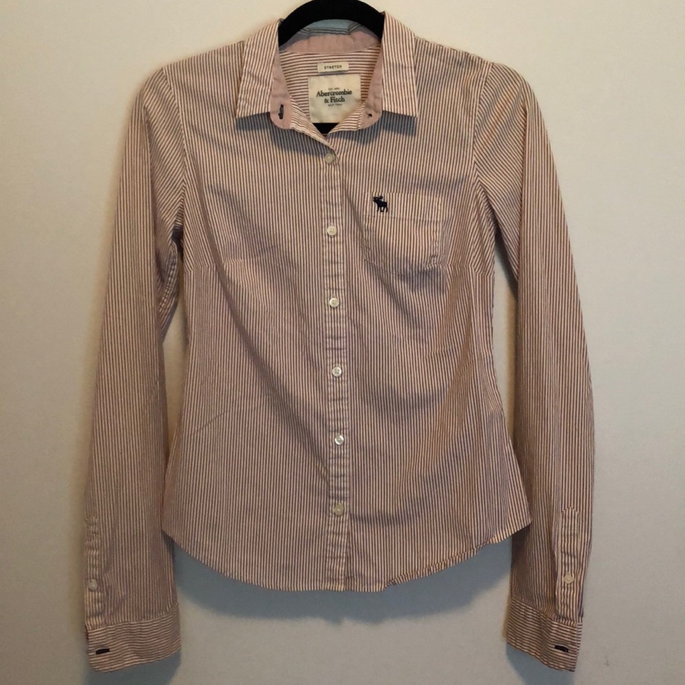 Abercrombie & Fitch red stripe button down shirt